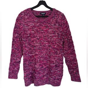 Lands' End Women’s Multicolored Cable Fisherman Knit Drifters Sweater Size LP